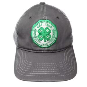 Bretmor Trucker Hat Gray Green OS 4-H Clover Logo EST 1902 Strapback Mesh